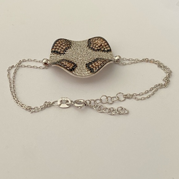 🐆925 Silver leopard bracelet champagne cz stone - Picture 3 of 3